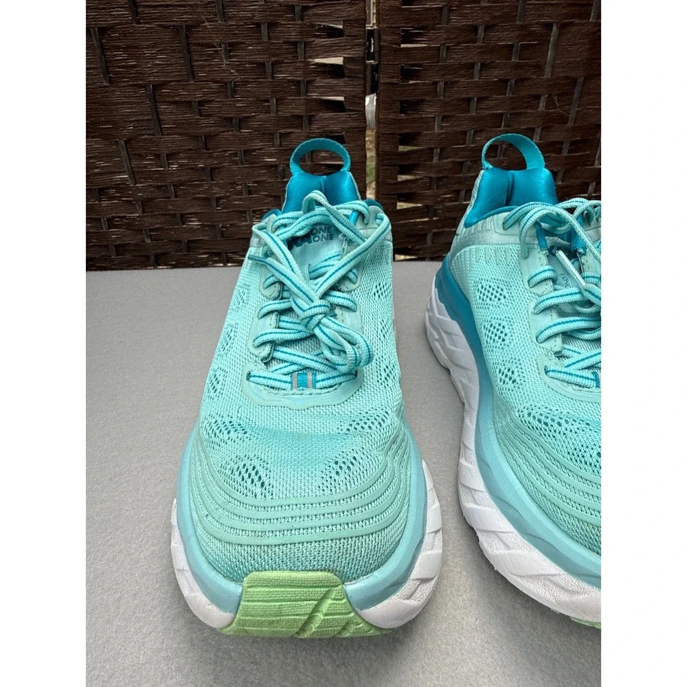 Hoka One One Bondi 6 Running Shoes Women 6.5 Aqua Blue Max Cushion Comfy All Day